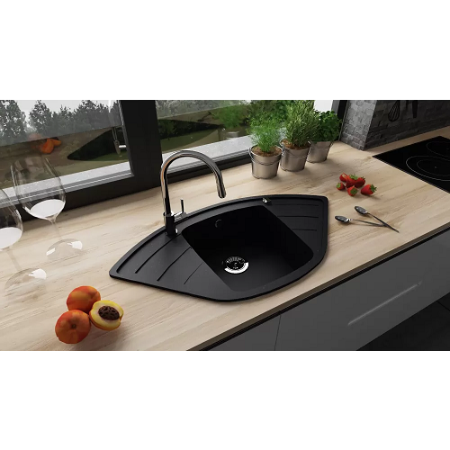 aranżacja zlewozmywak granitowy 1 komorowy narożny Riatla